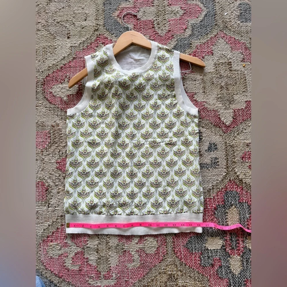 Tory Burch Silk Front Merino Wool Back Sleeveless Top, Fits like a small